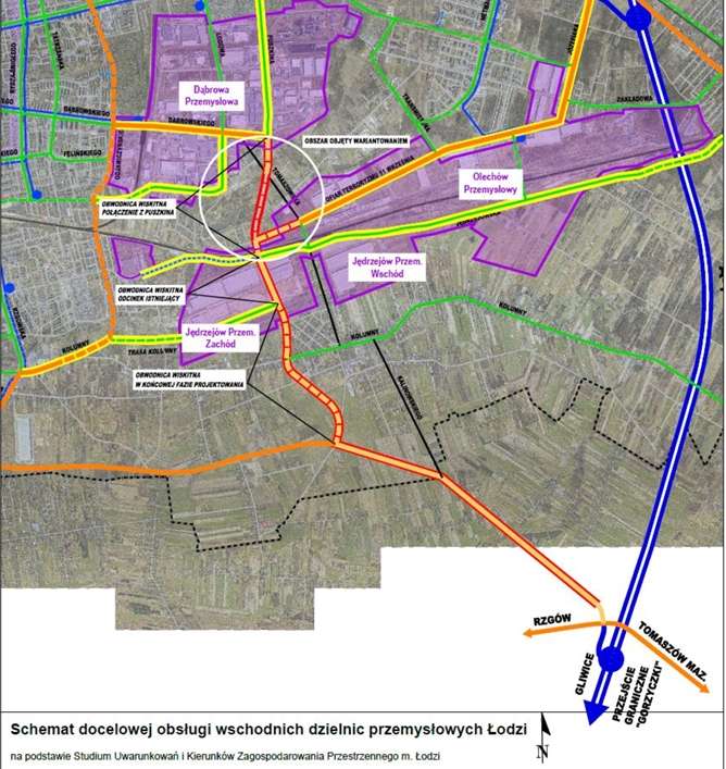 Przebieg całości Wschodniej Obwodnicy Łodzi